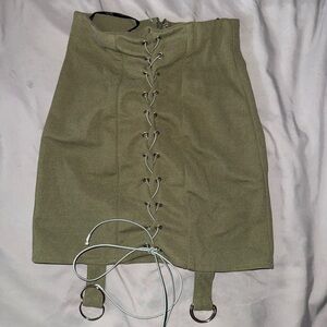 MISSGUIDED army green fitted mini skirt
